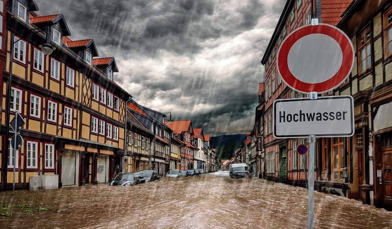 Unwetter_&uuml;berflutete Altstadt | Hero Unwetterkampagne 2023 M&uuml;nchener Verein